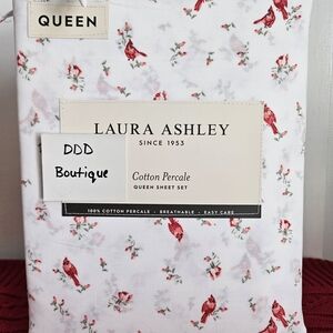 Laura Ashley Queen Sheet Set with Red Floral Design